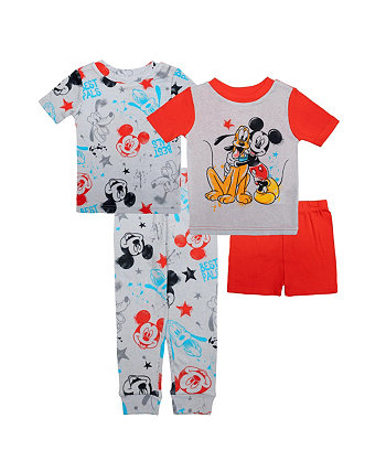Хлопковый пижамный комплект из 4 предметов для маленьких мальчиков Mickey Mouse