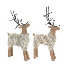 Melrose Holiday Faux Knit Deer Table Decor 2-piece Set Melrose