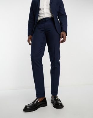 Темно-синие узкие костюмные брюки с пышной текстурой ASOS DESIGN ASOS DESIGN