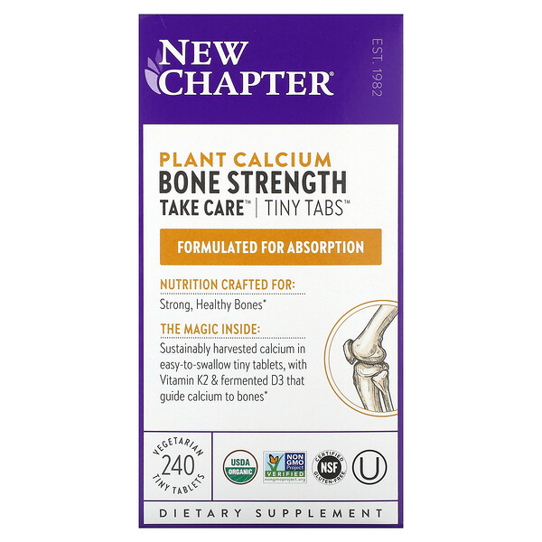 Plant Calcium, Bone Strength, Take Care, 240 вегетарианских крошечных таблеток New Chapter