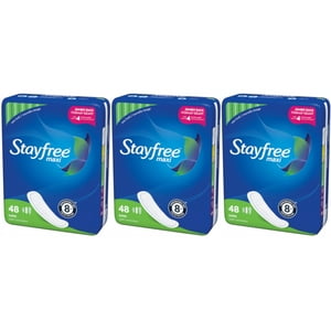 3 Pack Stayfree Maxi Pads for Women Super - Dry, Cool, and Comfortable, 48 Each Carefree