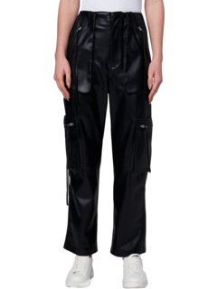Черные кожаные брюки-карго прямого кроя Baxter Blank NYC