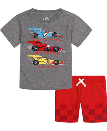Футболка Racecar с короткими рукавами и шорты френч терри с принтом для мальчиков для малышей, комплект из 2 предметов Kids Headquarters