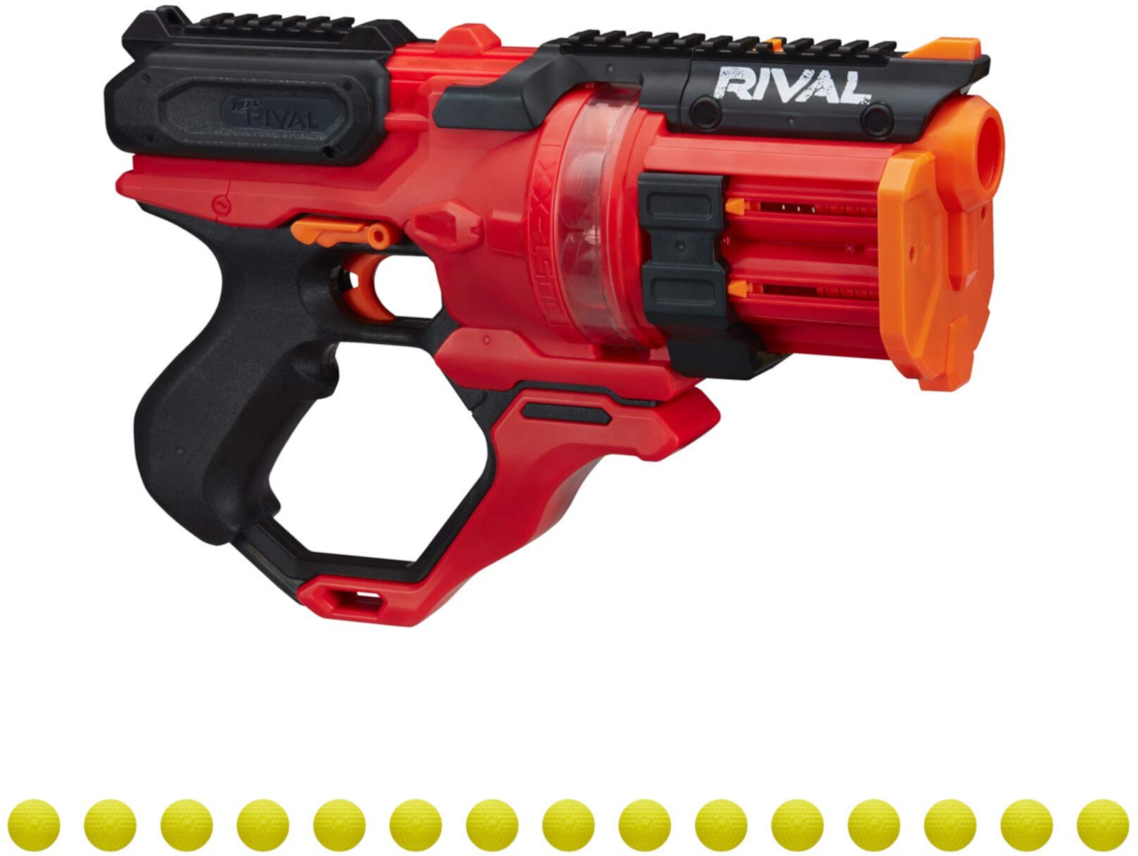 Nerf Rival Roundhouse XX-1500 Red Blaster -- Чистая вращающаяся камера загружает патроны в ствол -- 5 встроенных магазинов, 15 патронов Nerf Rival Nerf