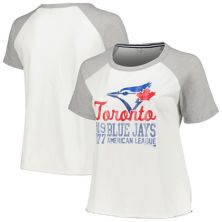 Women's Soft as a Grape White Toronto Blue Jays Plus Size Baseball Raglan T-Shirt Soft As A Grape