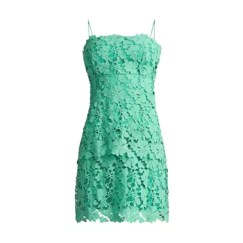 Многоярусное кружевное мини-платье из гипюра Zac Posen