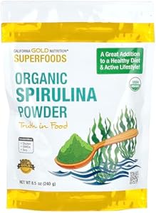 Certified Organic Spirulina Powder (Порошок), USP Verified, USDA Organic, Non-GMO, 8.5 oz (Унции) (240 g) California Gold Nutrition