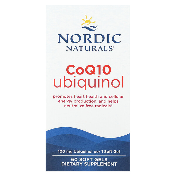 Nordic CoQ10, убихинол, 100 мг, 60 мягких желатиновых капсул Nordic Naturals