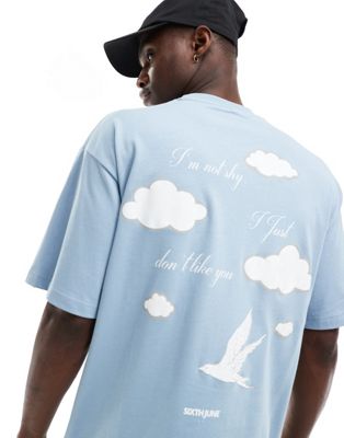 Sixth June cloud 9 loose fit t-shirt in blue Sixth June