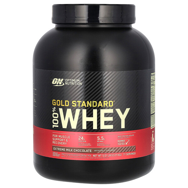 Gold Standard 100% Whey, экстремальный молочный шоколад, 5 фунтов (2,27 кг) Optimum Nutrition