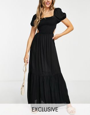Эксклюзивное черное пляжное платье с объемными рукавами и отделкой из шерри Esmee Esmée
