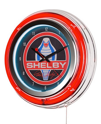 Круглые неоновые настенные аналоговые часы Shelby Retro с цепочкой, 14,5 дюйма American Art Décor