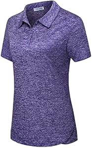 Vldnery Polo Shirts for Women 3-Button Collared Short Sleeve Moisture Wicking Athletic Loose Yoga Tennis Golf Shirts Vldnery