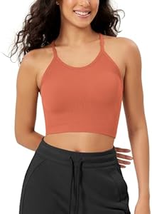 ODODOS Women's Crop Seamless Rib-Knit Camisole Strappy Racerback Cropped Tank Tops Ododos