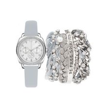 Женские часы-хронограф Jessica Carlyle с серым ремешком и серебристым браслетом-цепочкой Jessica Carlyle