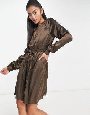 Атласное платье шоколадно-коричневого цвета JDY klara JDY