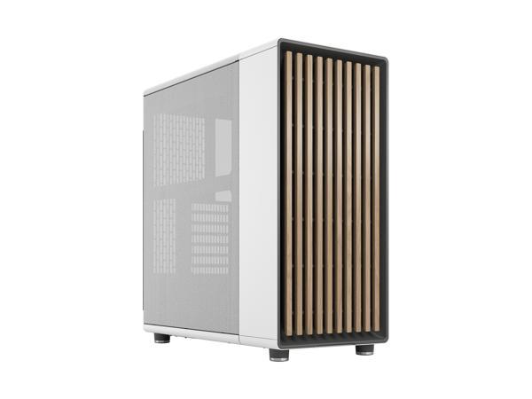 Fractal Design North ATX mATX Mid Tower PC Case - Chalk White Chassis with Oak Front and Mesh Side Panel Fractal Design