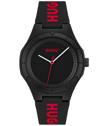 Мужские часы Lit for Him кварцевые, черные, силиконовые, 42 мм HUGO BOSS