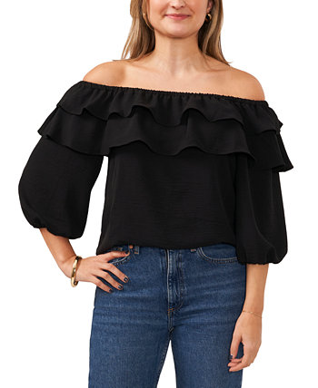 Petite Double-Ruffled Off-The-Shoulder Top Sam & Jess