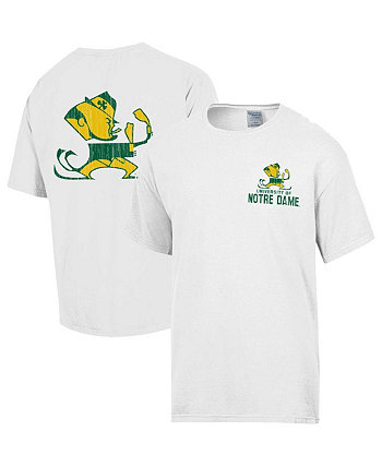 Мужская белая рваная футболка с логотипом Notre Dame Fighting Irish в винтажном стиле Comfortwash