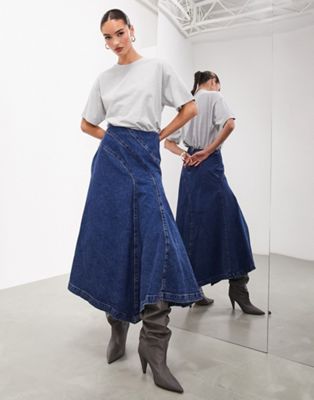 Голубая джинсовая юбка макси со швом ASOS EDITION ASOS EDITION
