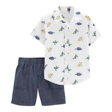 Спортивный комплект из рубашки и шорт на пуговицах с принтом динозавров Toddler Boy Carter's Carter's