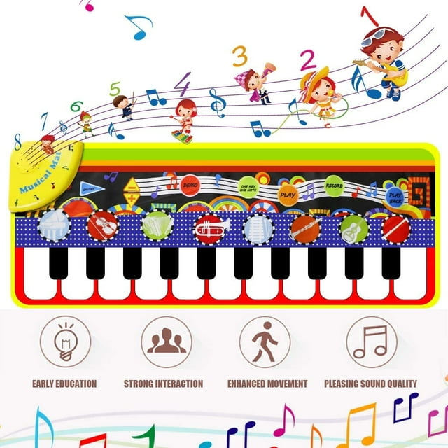 TiokMc Interactive Piano Play Mat for Kids - 10-Key Touch Keyboard with 8 Musical Instruments - Perfect Gift for Baby Girls and Toddlers TiokMc