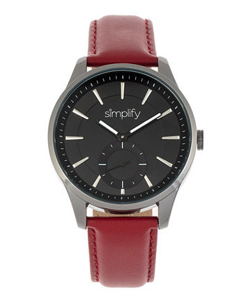 Женские часы серии 6600 черного, коричневого, красного, оранжевого или синего цвета с ремешком из натуральной кожи, 44 мм Simplify