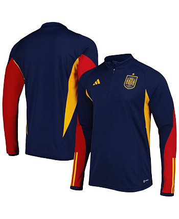 Мужская темно-синяя футболка сборной Испании для тренировок AEROREADY с молнией на четверть Adidas