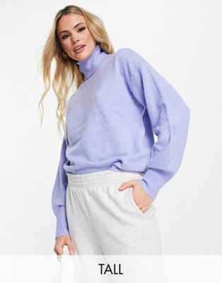 Pieces Tall roll neck sweater in baby blue Pieces Tall