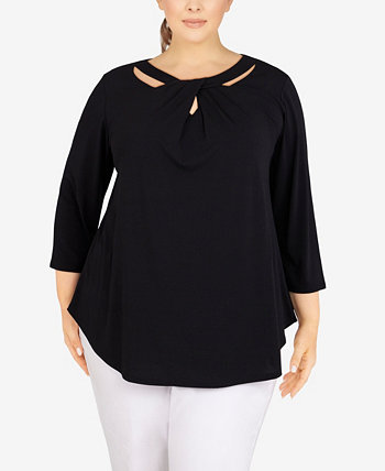 Plus Size Draped Solid Crepe Top Ruby Rd.