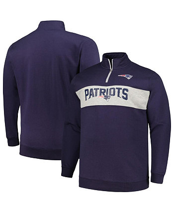 Мужская темно-синяя флисовая куртка New England Patriots Big and Tall с молнией на четверть Profile