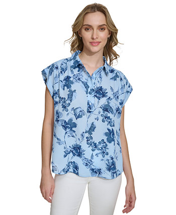 Женская рубашка с короткими рукавами и пуговицами спереди Calvin Klein