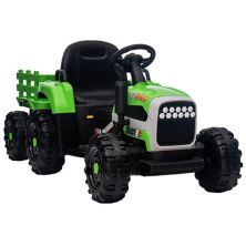 F.c Design Ride On Tractor с прицепом, электрическая игрушка на батарейках 12 В, пульт дистанционного управления F.C Design