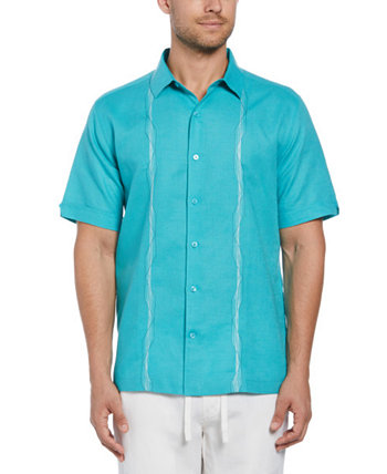 Мужская льняная рубашка с короткими рукавами и вышивкой на пуговицах спереди Cubavera