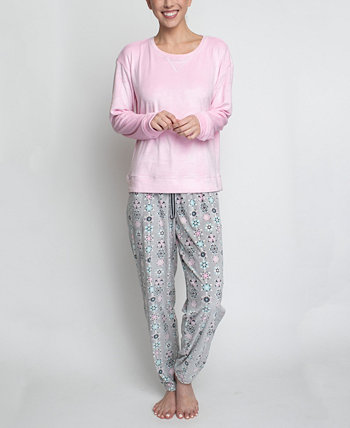 Женский шелковый велюровый топ с длинным рукавом и пижамный комплект со штанами для бега, 2 предмета GOODNIGHT KISS