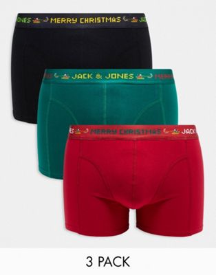 Jack & Jones 3-pack Christmas boxers in multi Jack & Jones
