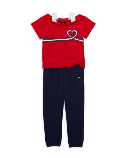 Топ для маленькой девочки из двух частей с завязками на кромке &amp; Комплект спортивных штанов Tommy Hilfiger