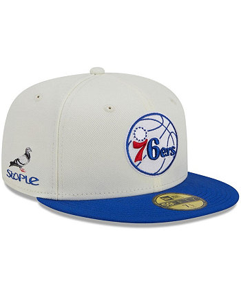 Мужская двухцветная облегающая шляпа New Era x Cream, Royal Philadelphia 76ers NBA x Staple 59FIFTY Staple