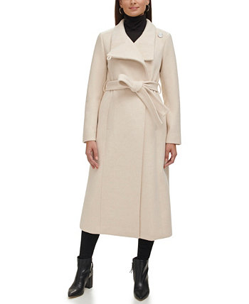 Женское шерстяное пальто макси с поясом и воротником-стойкой Kenneth Cole