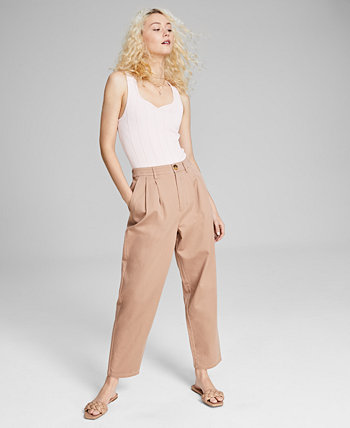 Женские хлопковые брюки из твила с высокой посадкой, созданные для Macy's And Now This