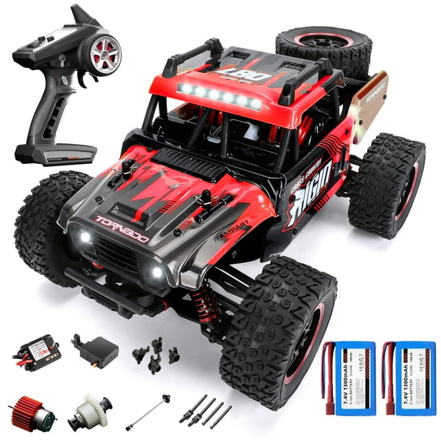 RC Cars 1:14 4WD High Speed Remote Control Truck 60+km/h Fast All Terrain Off Road RC Truck Toy Gifts for Kids Adults, 2 Batteries FAGINEY