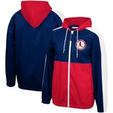 Men's Mitchell & Ness Navy/Red St. Louis Cardinals Game Day Full-Zip Windbreaker Hoodie Jacket Unbranded