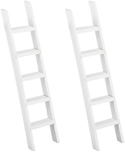 AHANDMAKER 2 pcs Mini Wood Doll House Ladder 5 x 1.2 Inch Miniature Ladder Dollhouse Decoration Accessories Mini Doll House Ladder for Landscape, Dollhouse Decor, White Ahandmaker