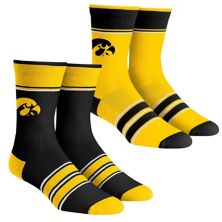 Молодежные носки Rock Em Socks Iowa Hawkeyes Multi-Stripe 2-Pack Team Crew Socks Set Unbranded