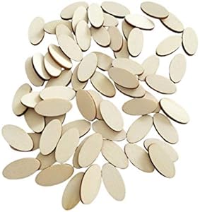 Toyvian 200pcs Wooden Oval Slices Unfinished Wood Cutout Oval Wood Pieces Embellishments Ornaments for DIY Craft Christmas New Year Table Centerpiece Toyvian