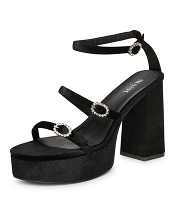 Women's Brandy Stacked Platform Heels Dress Sandals - Extended Sizes 10-14 SMASH Shoes