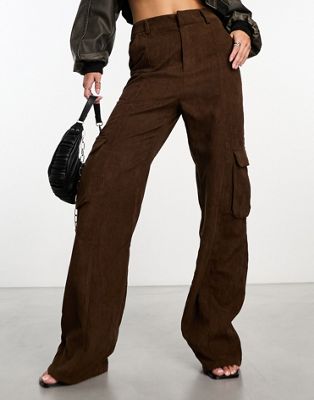 Шоколадно-коричневые брюки карго с вельветом Heartbreak Heartbreak