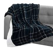 Elegant Comfort Plaid Pattern Printed Velvet Plush Fleece Sherpa Throw Elegant Comfort