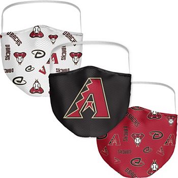 Защитные маски для лица с логотипом команды Arizona Diamondbacks, взрослая версия, 3 штуки, изготовлены из полиэстера с эластичными креплениями Fanatics